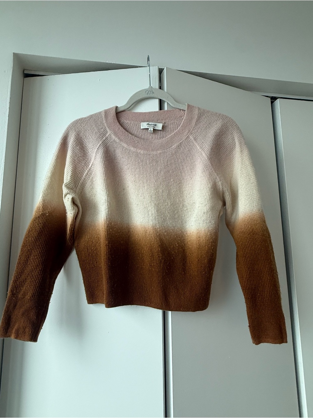 Madewell Ombre Crewneck Sweater in Pink, Cream & Brown